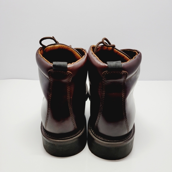 Club Room Italy Made Men Sz 11M Brown Leather Cap-Toe Lace Up Dress Ankle Boots. - Picture 3 of 13